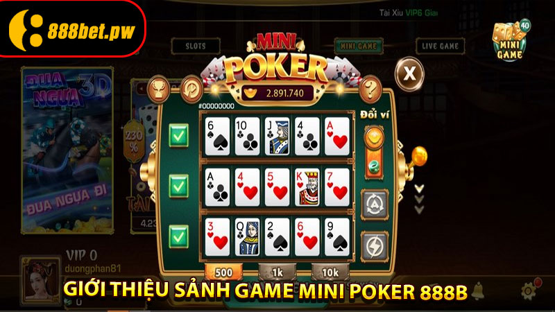 Giới thiệu sảnh game Mini poker 888B